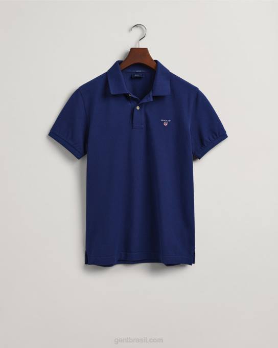 camisa pólo piquê original N424C99 azul profundo GANT homens