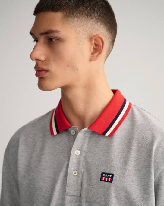 camisa polo piquê bandeira retrô N424C125 melange cinza GANT homens