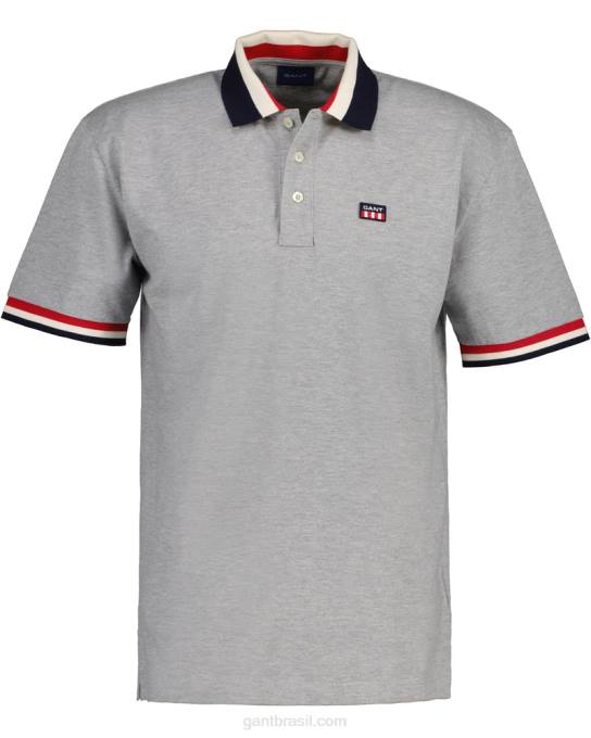camisa polo piquê bandeira retrô N424C125 melange cinza GANT homens