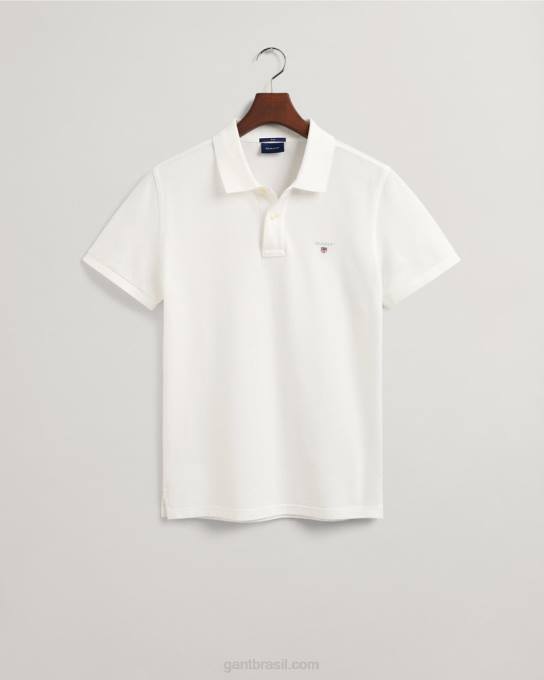 camisa polo piquê slim fit original N424C105 branco GANT homens