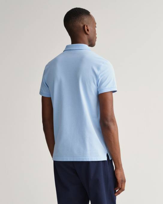 camisa polo piquê slim fit original N424C107 capri azul GANT homens