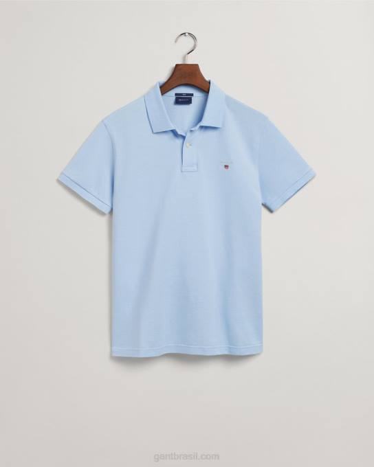 camisa polo piquê slim fit original N424C107 capri azul GANT homens