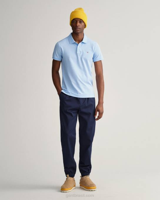 camisa polo piquê slim fit original N424C107 capri azul GANT homens