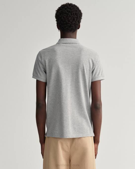 camisa polo piquê slim fit original N424C108 melange cinza GANT homens