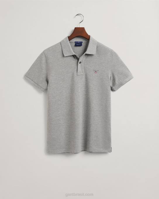 camisa polo piquê slim fit original N424C108 melange cinza GANT homens