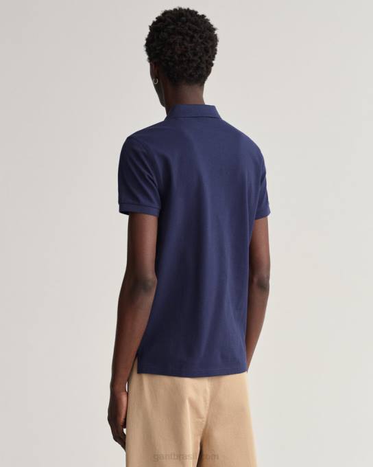 camisa polo piquê slim fit original N424C119 noite azul GANT homens