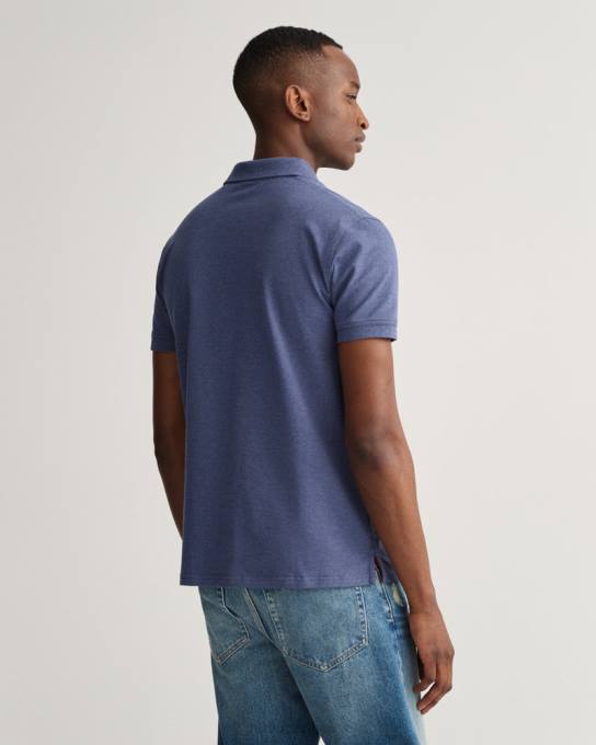 gola contrastante piquê rugger N424C100 jeans escuro azul melange GANT homens