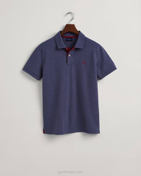 gola contrastante piquê rugger N424C100 jeans escuro azul melange GANT homens