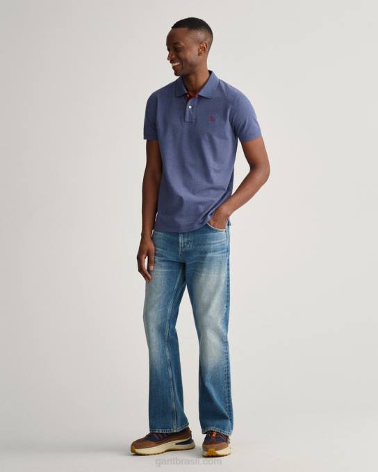 gola contrastante piquê rugger N424C100 jeans escuro azul melange GANT homens