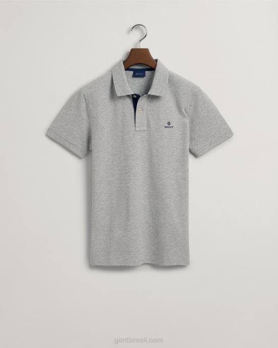 gola contrastante piquê rugger N424C102 melange cinza GANT homens