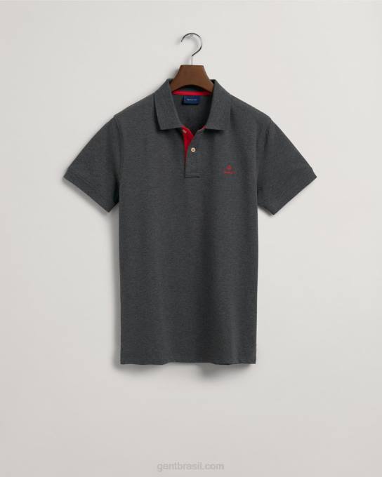 gola contrastante piquê rugger N424C115 melange antracite GANT homens