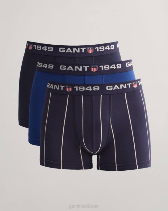 Pack de 3 baús com listras largas N424C542 noite azul GANT homens