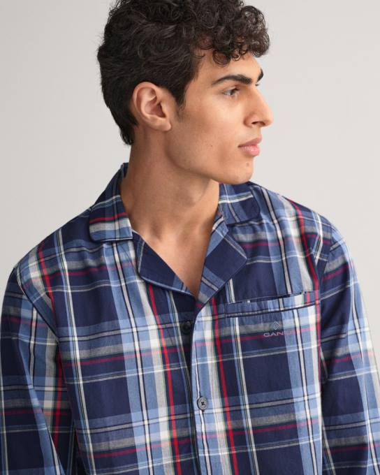 verifique o conjunto de pijama N424C541 azul clássico GANT homens