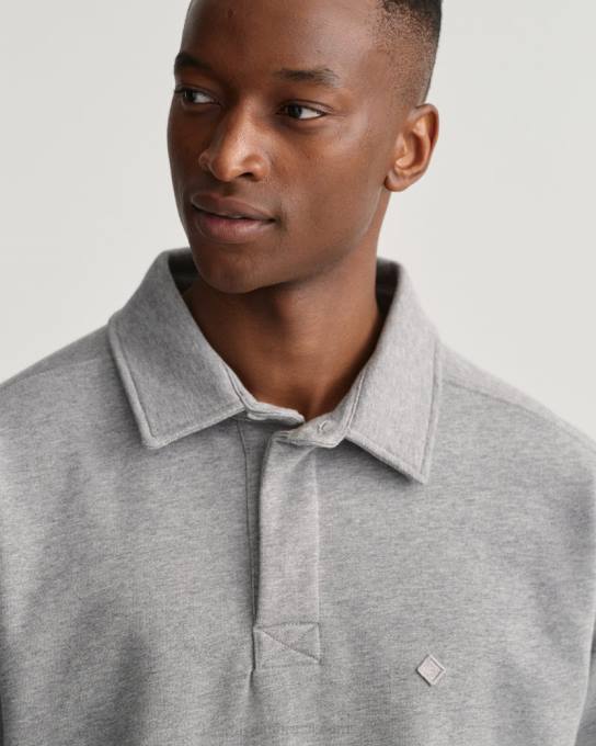 ícone g suor pesado rugger N424C202 melange cinza GANT homens