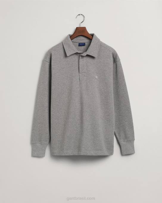 ícone g suor pesado rugger N424C202 melange cinza GANT homens