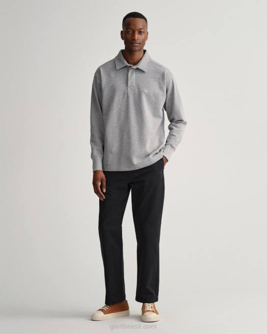 ícone g suor pesado rugger N424C202 melange cinza GANT homens