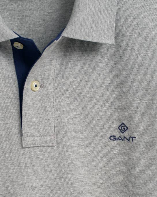 gola contrastante piquê manga longa rugger N424C205 melange cinza GANT homens