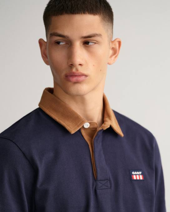 gola de veludo cotelê pesado N424C223 noite azul GANT homens