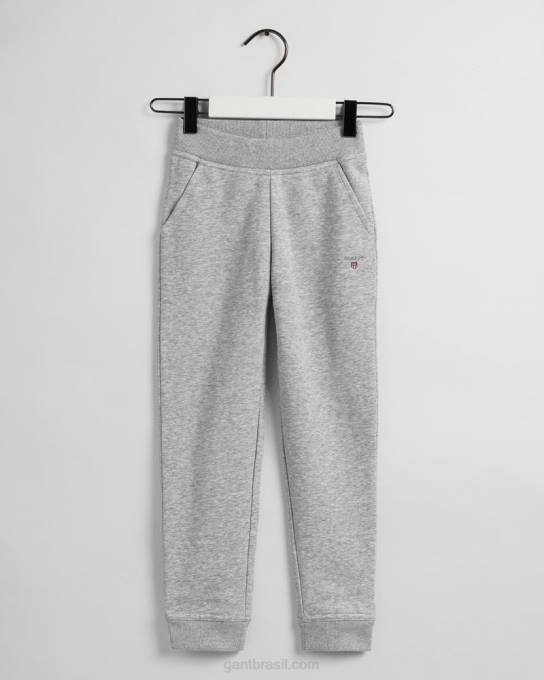 calça de moletom original para meninos N424C830 melange cinza claro GANT juventude
