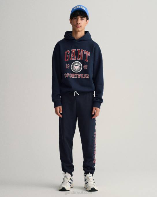 calças de escudo de crista de adolescentes N424C827 noite azul GANT juventude