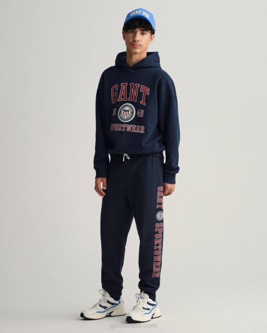 calças de escudo de crista de adolescentes N424C827 noite azul GANT juventude