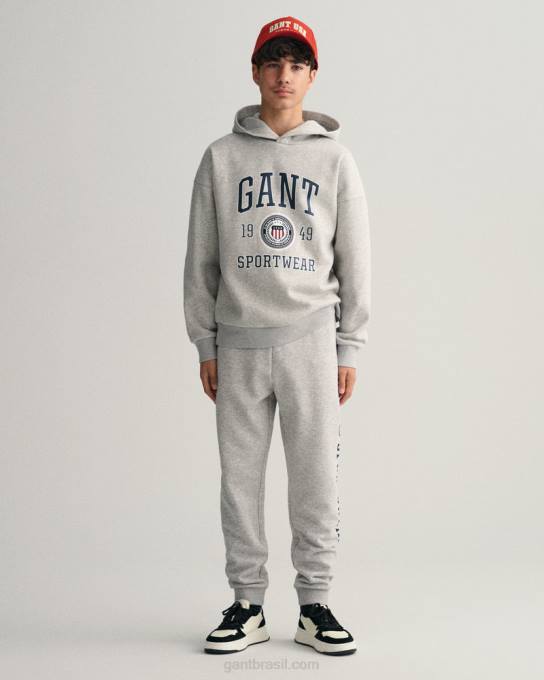 calças de escudo de crista de adolescentes N424C828 melange cinza claro GANT juventude