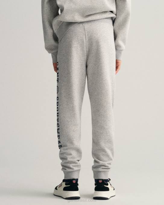 calças de escudo de crista de adolescentes N424C828 melange cinza claro GANT juventude