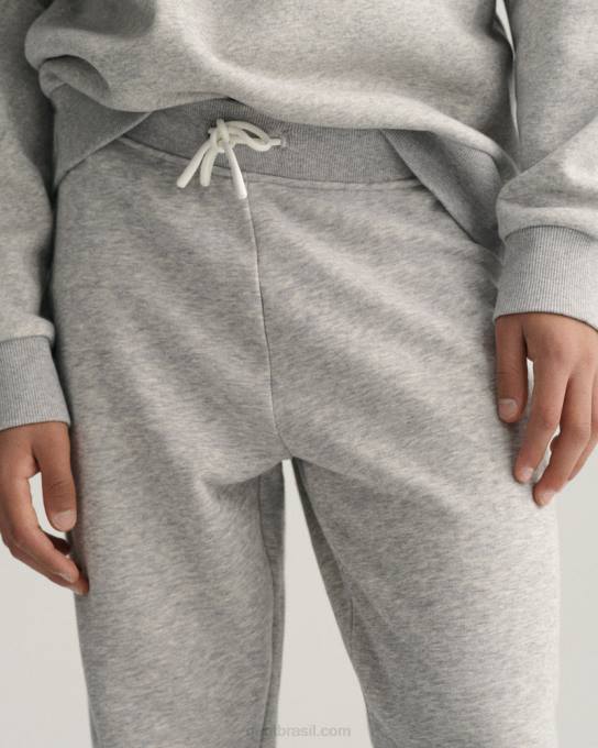 calças de escudo de crista de adolescentes N424C828 melange cinza claro GANT juventude