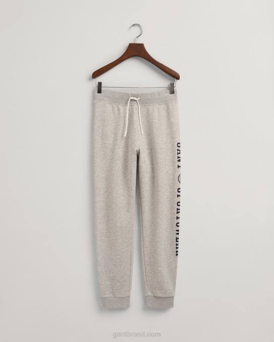 calças de escudo de crista de adolescentes N424C828 melange cinza claro GANT juventude