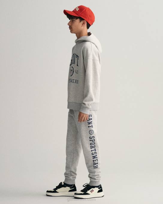 calças de escudo de crista de adolescentes N424C828 melange cinza claro GANT juventude