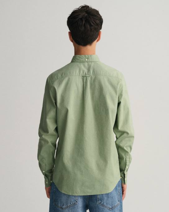 camisa de sarja de algodão para meninos adolescentes N424C833 eucalipto verde GANT juventude