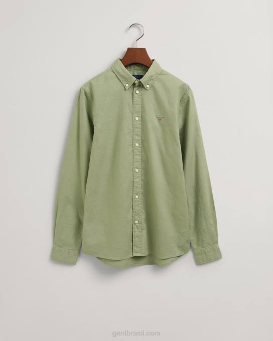 camisa de sarja de algodão para meninos adolescentes N424C833 eucalipto verde GANT juventude