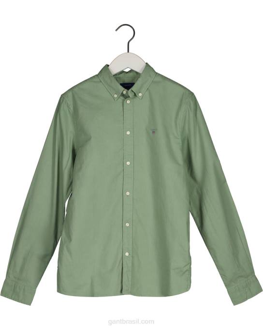 camisa de sarja de algodão para meninos adolescentes N424C833 eucalipto verde GANT juventude