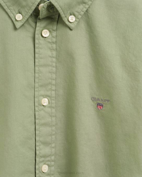 camisa de sarja de algodão para meninos adolescentes N424C833 eucalipto verde GANT juventude