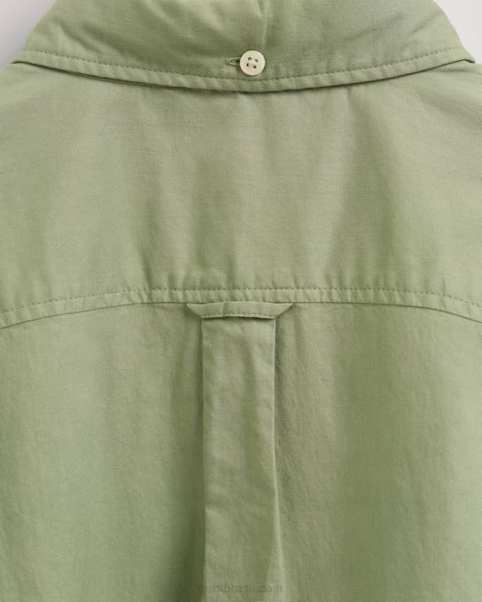 camisa de sarja de algodão para meninos adolescentes N424C833 eucalipto verde GANT juventude