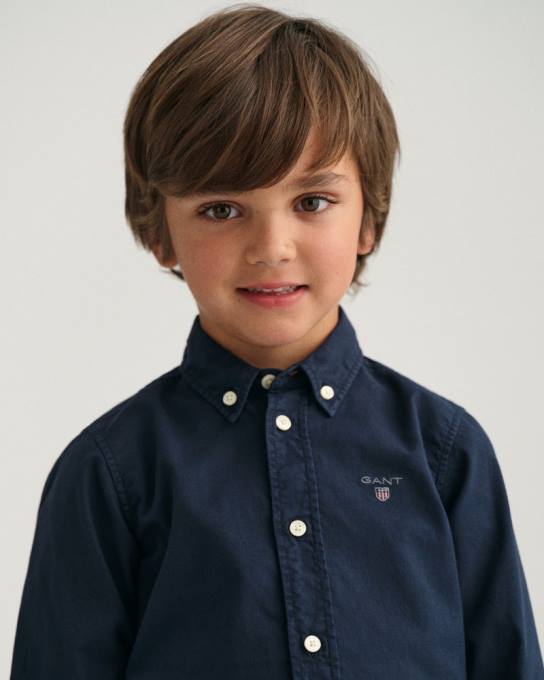 meninos camisa de sarja de algodão N424C831 noite azul GANT juventude