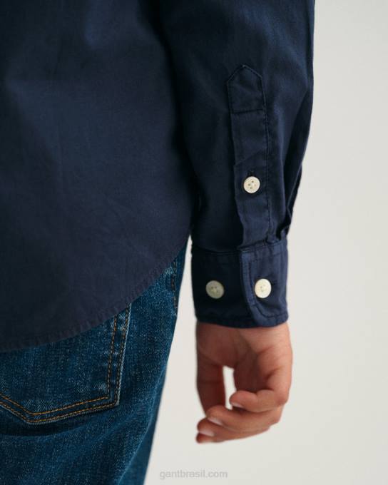meninos camisa de sarja de algodão N424C831 noite azul GANT juventude
