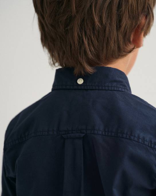 meninos camisa de sarja de algodão N424C831 noite azul GANT juventude
