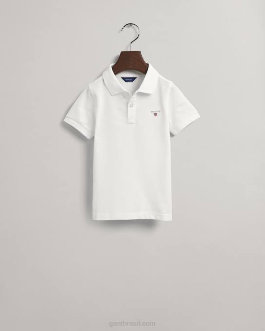 camisa polo infantil piquê original N424C812 branco GANT juventude