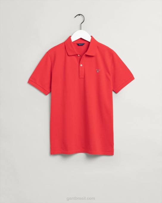 camisa polo piquê original adolescente N424C796 vermelho brilhante GANT juventude