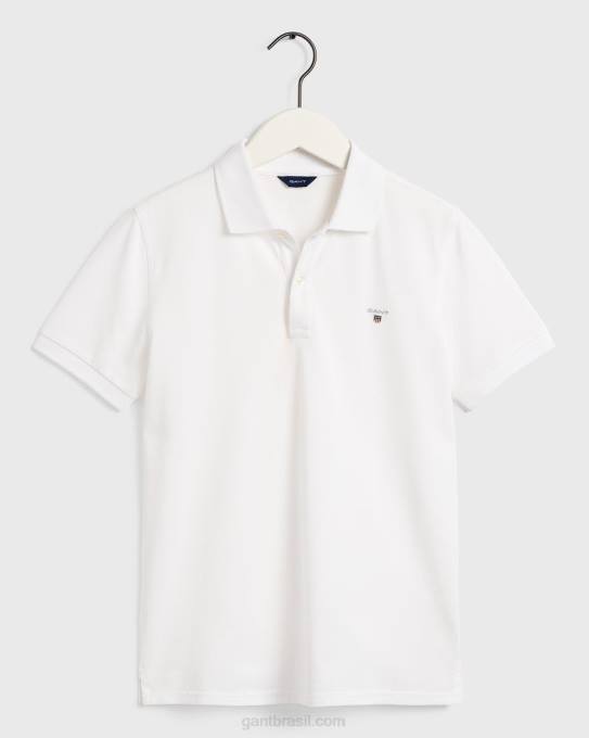 camisa polo piquê original adolescente N424C809 branco GANT juventude