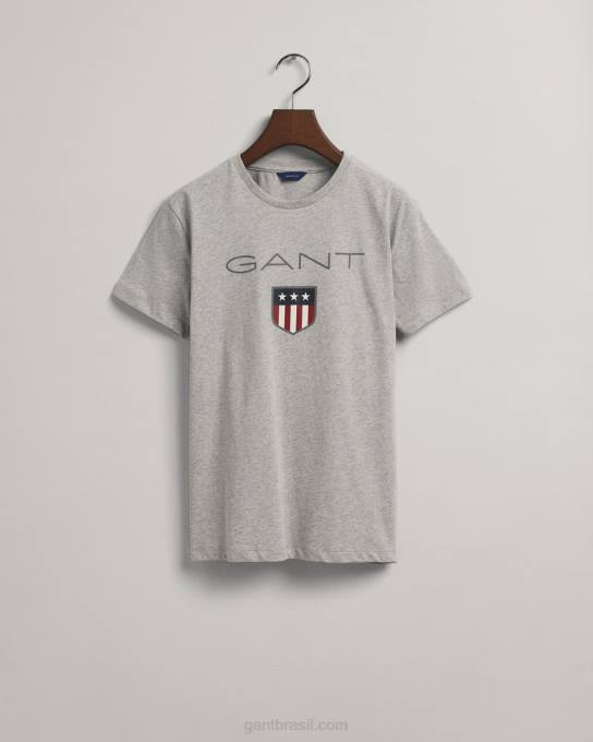 camiseta escudo adolescente N424C800 melange cinza claro GANT juventude