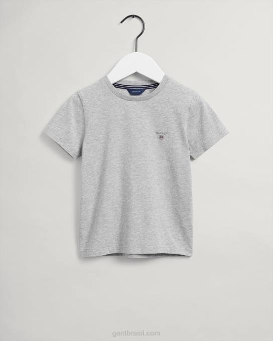camiseta infantil original N424C805 melange cinza claro GANT juventude