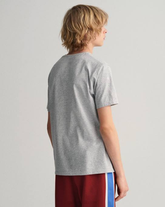 camiseta original adolescente N424C798 melange cinza claro GANT juventude