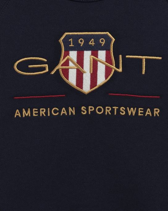 moletom decote careca kids archive shield N424C860 noite azul GANT juventude