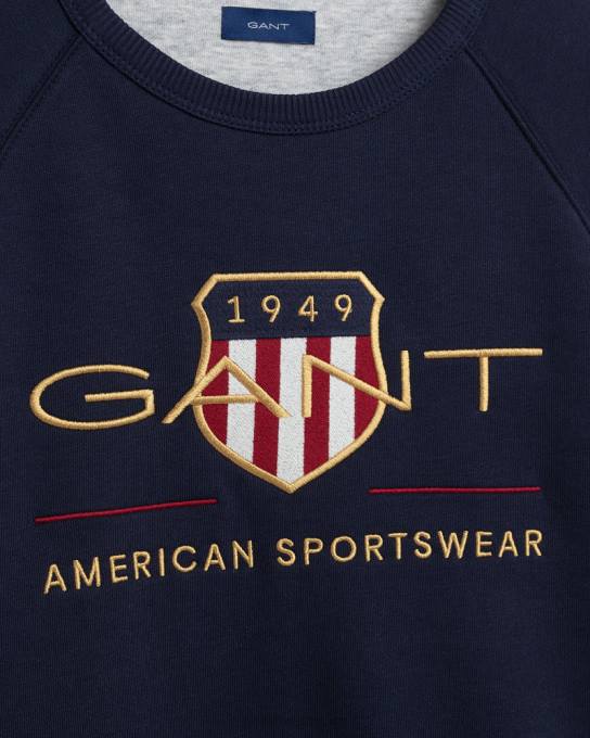 moletom decote careca teens archive shield N424C850 noite azul GANT juventude