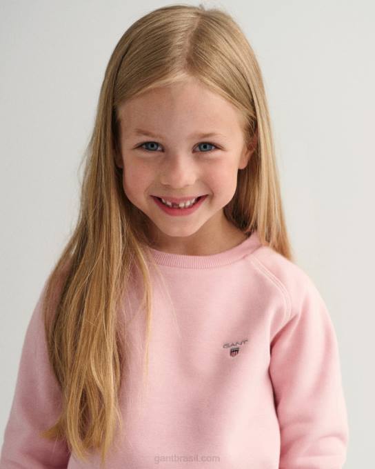 moletom gola redonda infantil original N424C854 rosa formal GANT juventude