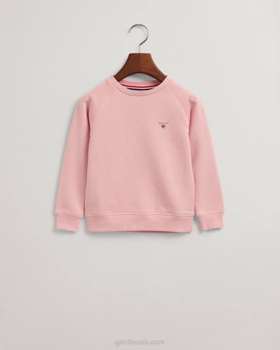 moletom gola redonda infantil original N424C854 rosa formal GANT juventude