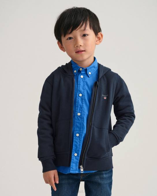 moletom infantil original com zíper N424C856 noite azul GANT juventude