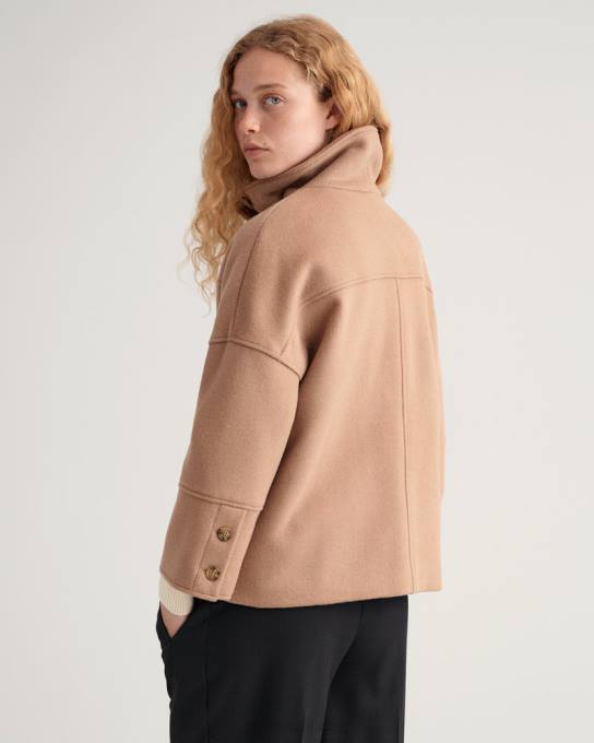 jaqueta cropped de mistura de lã N424C755 cáqui quente GANT mulheres